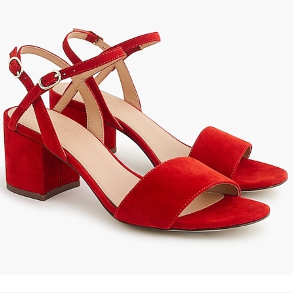 J. Crew Strappy Block Heel Sandal Suede 7